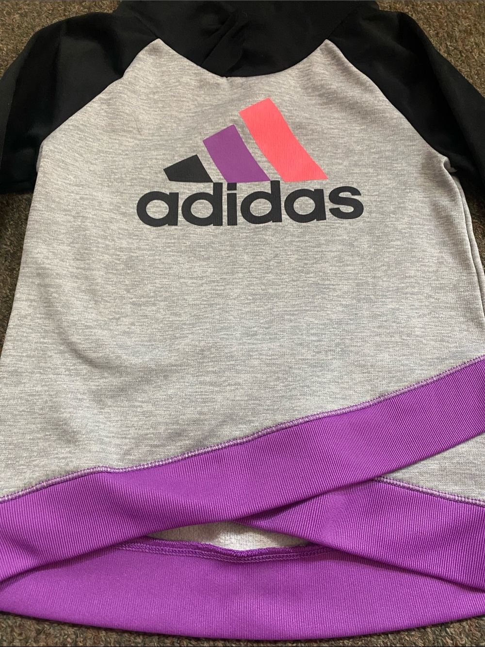 adidas Girls' Pink & Purple Active Tops with Heather Gray Zip Jacket - Picture 15 of 16